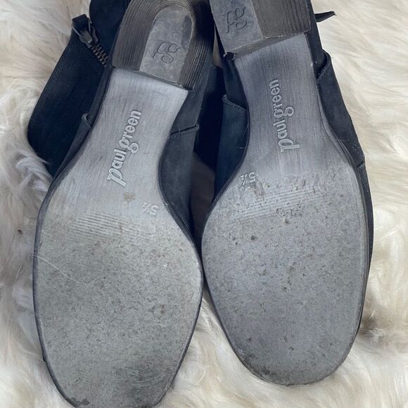 Paul Green Cayanne Black Nubuck Peep Toe Heeled Booties Sz 8 - Picture 4 of 7